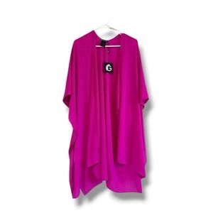 Franne Golde Hot Pink Fuchia Ruana Beach Cover Up Duster OS New With Tags
